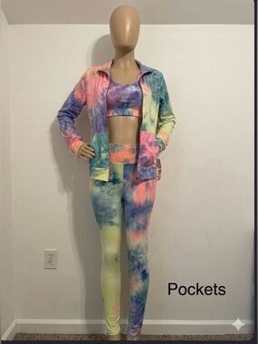 Leggings only. Multicolor Tie-Dye High-Waist Leggings